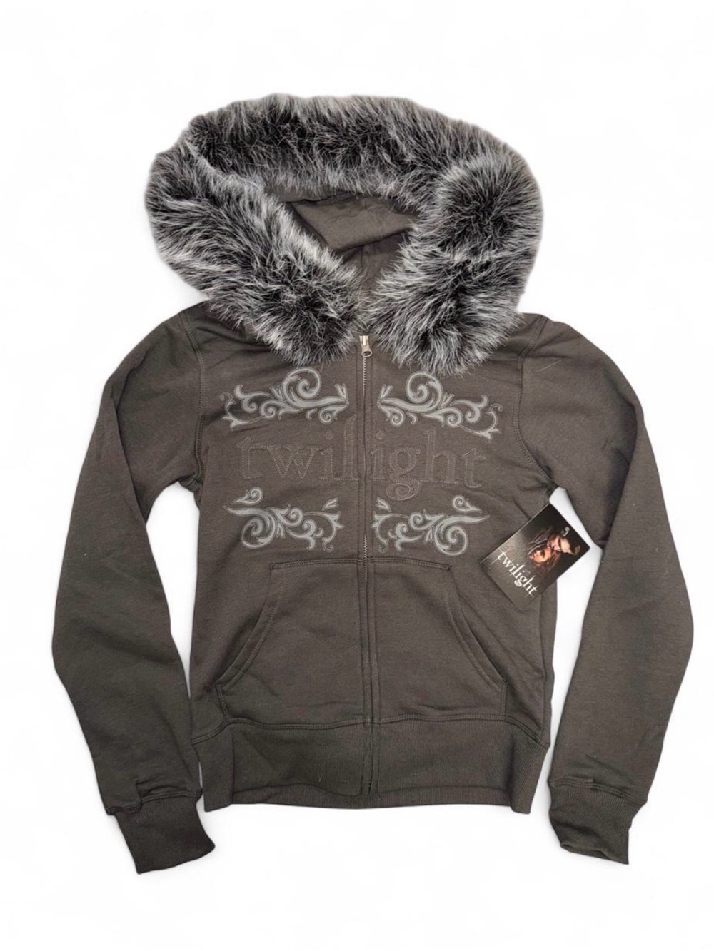 Twilight Y2K Inspired Fur Hood Zip-Up Hoodie